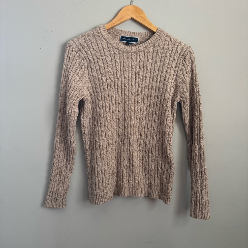 Cable Knit Beige Sweater Karen Scott - Picture 4 of 5